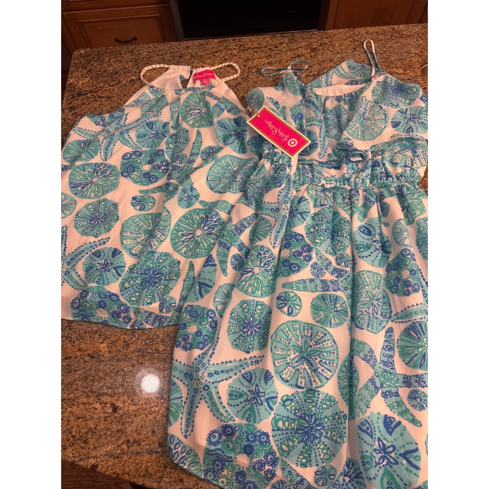 NEW Lilly Pulitzer for Target Blue White Sea Urchin Tank Top + Dress Bundle M